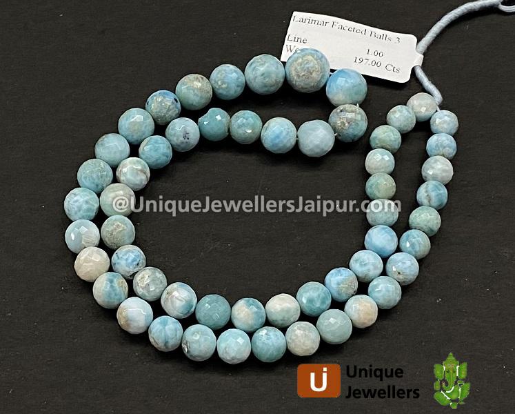 Larimar Faceted Round Balls Beads